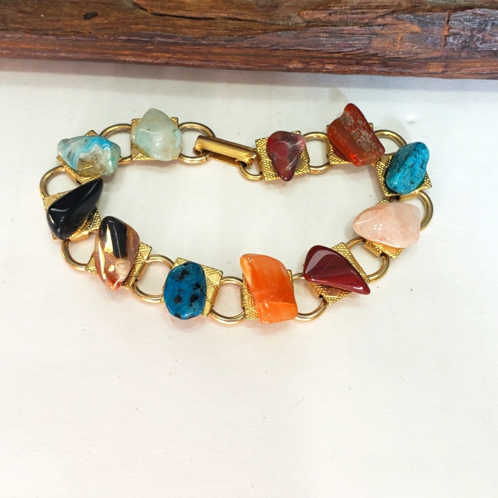 I034 Vintage semi-precious gemstone bracelet